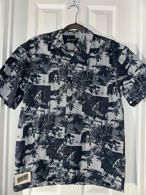 Star Wars Monochrome Collage Short-Sleeve Button-Up Shirt